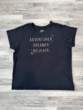 Torrid black Super Soft Knit short sleeve graphic tee adventurer dreamer 4 B6